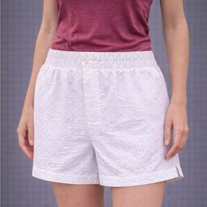 ZARA Eyelet Lace Pull On Boxer Shorts White Size Medium